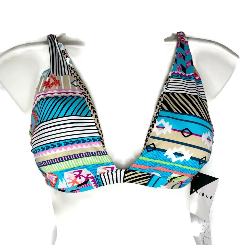 NWT Vera Bradley Multi Color Triangle Bikini Top Reversible C-Back or Regular
